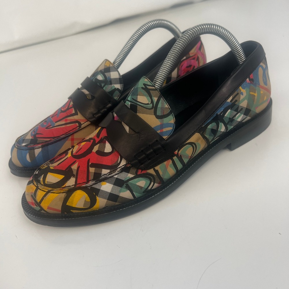 BURBERRY ENGLISH ICONS VINTAGE CHECK BEDMONT LOAFERS EU 40 US 9  Leather - Picture 2 of 15